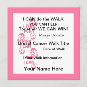 Pink Breast Cancer Walker I Pink I Can Invastin Einladung