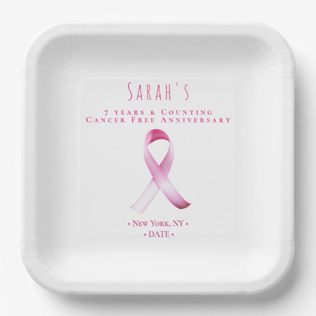 Pink Breast Cancour Survivor Fundraiser Party Pappteller (Vorderseite)