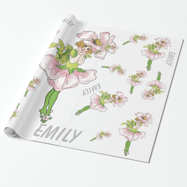 Pink Briar Rose Blume Floral Funny Niedlich Girl Geschenkpapier (Ungerollt)