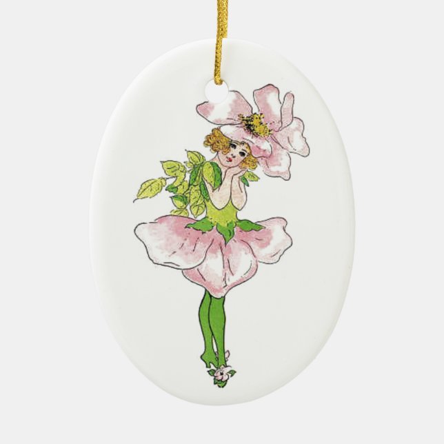Pink Briar Rose Blume Floral Funny Niedlich Girl Keramik Ornament (Vorne)