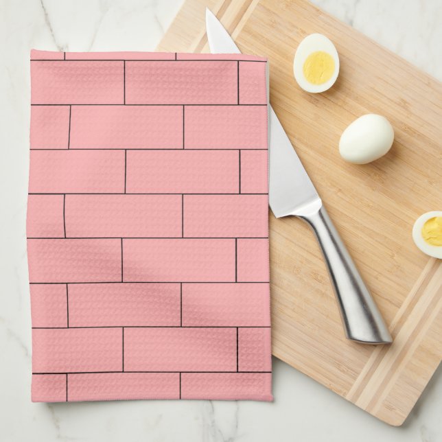 Pink Brick Design Geschirrtuch (Viertel Falte)