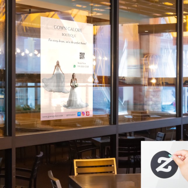 Pink Bridal Bliss Celebrate Love Happiness Wedding Fensteraufkleber (Restaurantfenster)