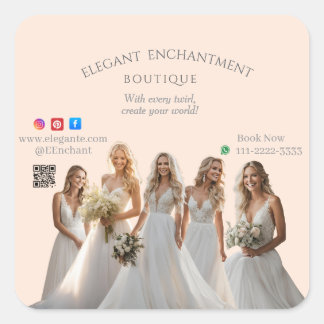 Pink Bridal Bliss Celebrate Love Happiness Wedding Quadratischer Aufkleber
