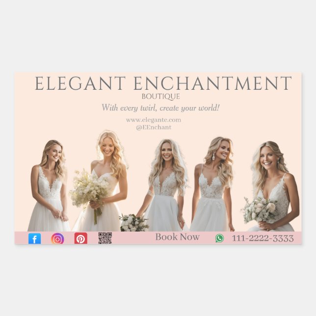 Pink Bridal Bliss Celebrate Love Happiness Wedding Rechteckiger Aufkleber (Vorderseite)