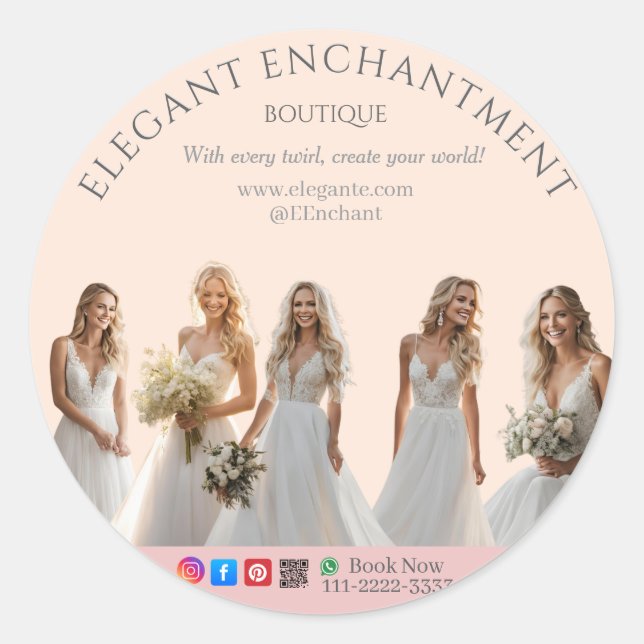 Pink Bridal Bliss Celebrate Love Happiness Wedding Runder Aufkleber (Vorderseite)