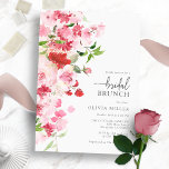 Pink Bridal Brunch Einladung<br><div class="desc">Dieses elegante Brautbrunch-Angebot besticht durch einen wunderschönen Aquarellrahmen aus Rot und Rosa. Der Text ist schwarz. Finden Sie passende Artikel in der Rot- und Rosatolen-Sammlung.</div>