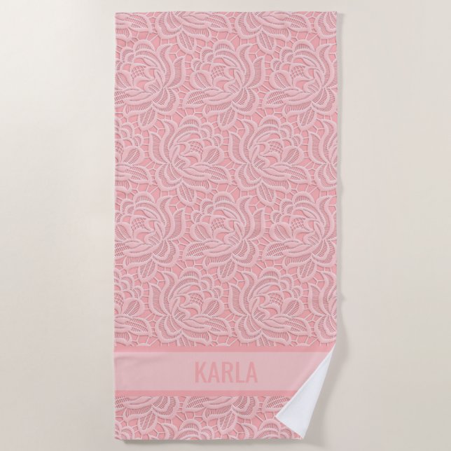 Pink Bridal Faux Lace Bachelorette  Strandtuch (Vorderseite)