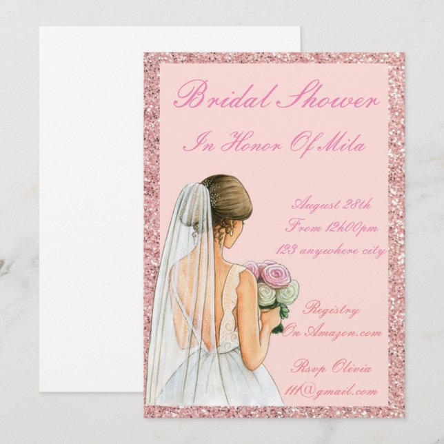 PINK BRIDAL SHOWER EINLADUNG (Vorne/Hinten)