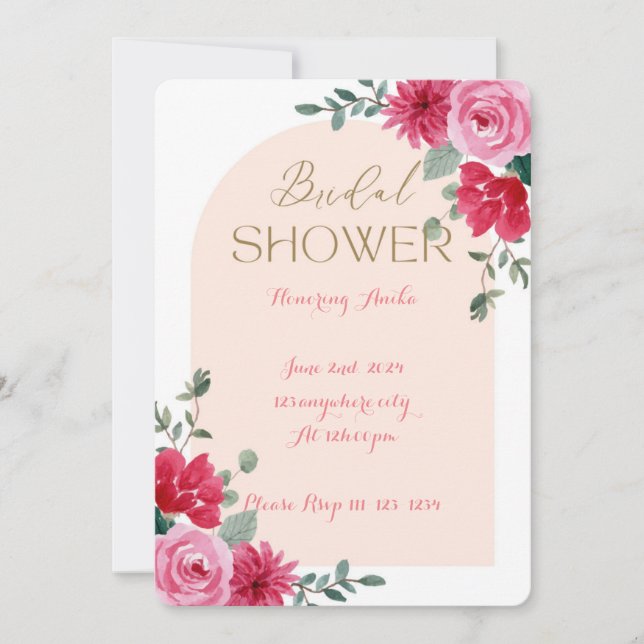 PINK BRIDAL SHOWER EINLADUNG (Vorderseite)