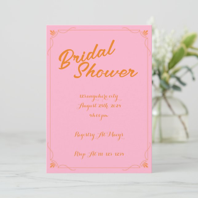 PINK BRIDAL SHOWER EINLADUNG (Stehend Vorderseite)
