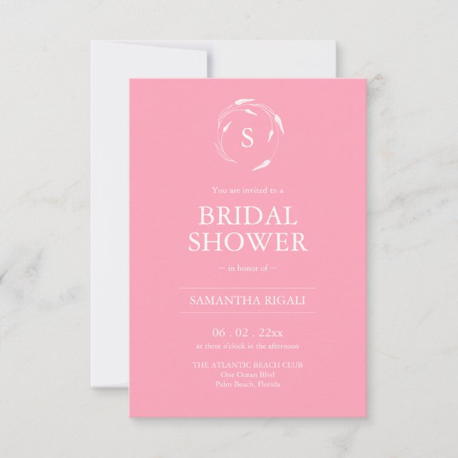 Pink Bridal Shower Invitation with QR Code Einladung (Vorderseite)