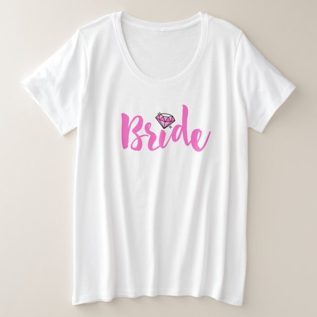 Pink Bride Diamond Große Größe T-Shirt (Design vorne)