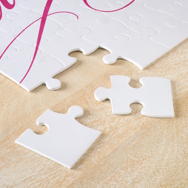 Pink BRIDE zu elegantem, kurvigem personalisiertes Puzzle (Seite)