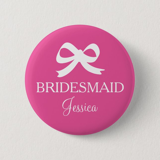 Pink bridesmaid badge buttons for wedding party (Vorderseite)