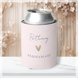 Pink Bridesmaid Gold Herz Modernes Drehbuch Dosenkühler