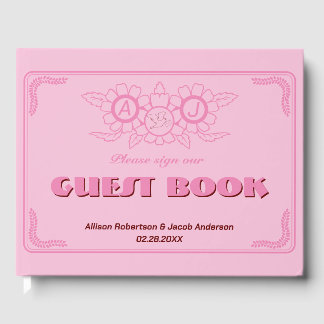 Pink Bright und kühn Wedding Guest Book Gästebuch