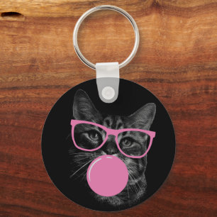Pink-Brille und Kaugummi Schlüsselanhänger