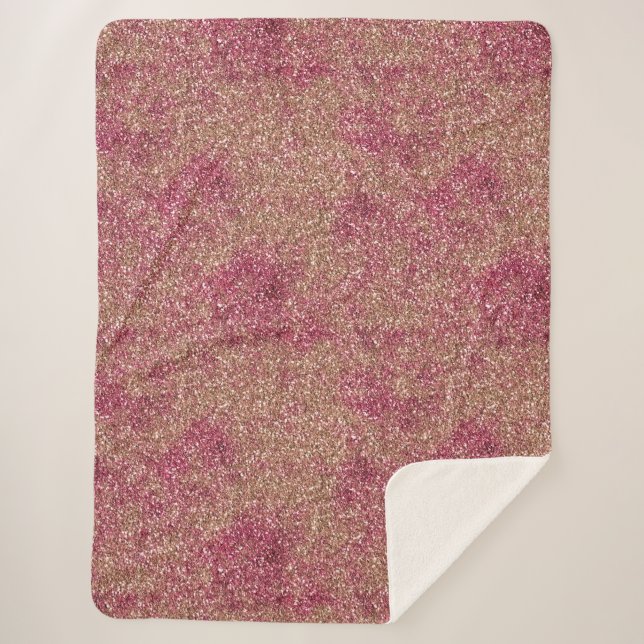 Pink Bronze Ombre Sparkle Glitzer Sherpadecke (Vorderseite)