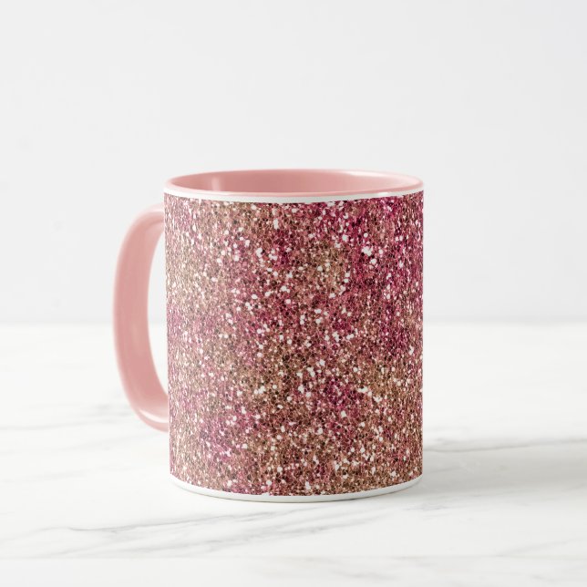 Pink Bronze Ombre Sparkle Glitzer Tasse (Vorderseite Links)