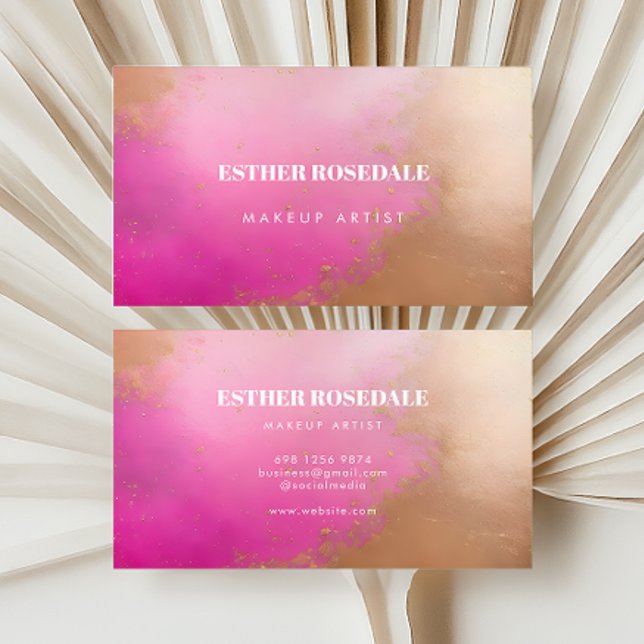 Pink Bronzer Powder Makeup Artist Business Card Visitenkarte (Von Creator hochgeladen)