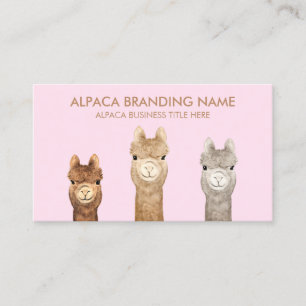 Pink Brown Alpaca Animal Visitenkarte