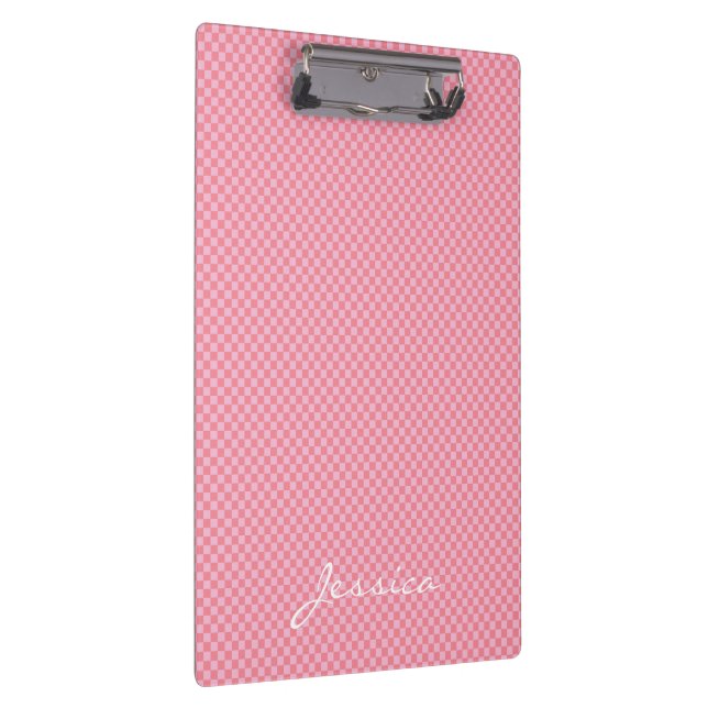 Pink Brown Beige Geometric Personalized Clipboard Klemmbrett (Rechts)