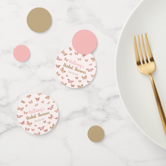 Pink Brown Butterfly Themed Brautparty Konfetti (Gruppe)
