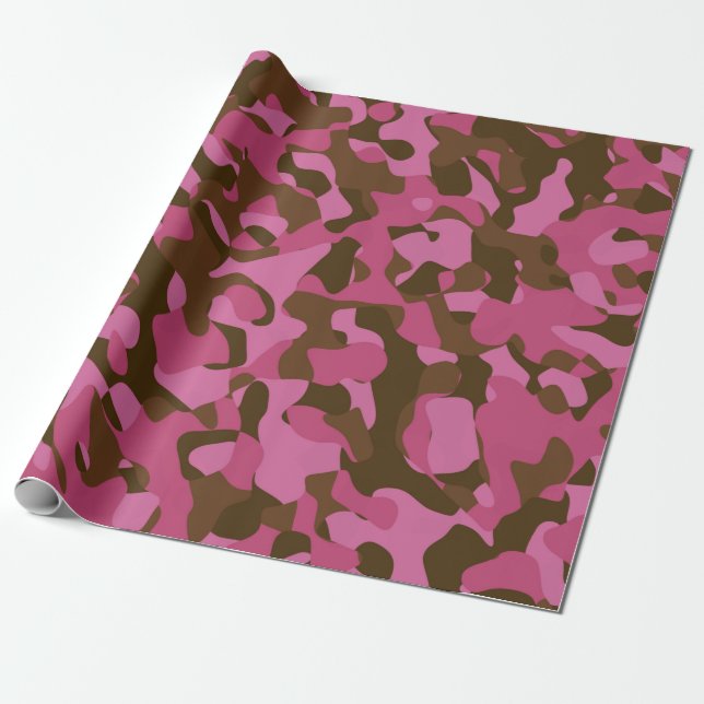Pink Brown Camouflage-Muster Geschenkpapier (Ungerollt)