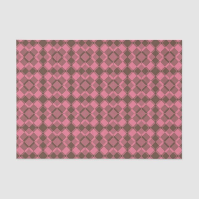 Pink Brown Checker Argyle Pattern Seidenpapier (Vorderseite)