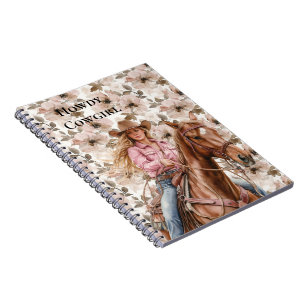 Pink Brown Cowgirl Horse Südwest Floral Notizblock