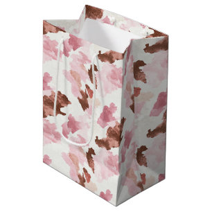 Pink Brown Cowgirl Kuh Print Animal Brautparty Mittlere Geschenktüte