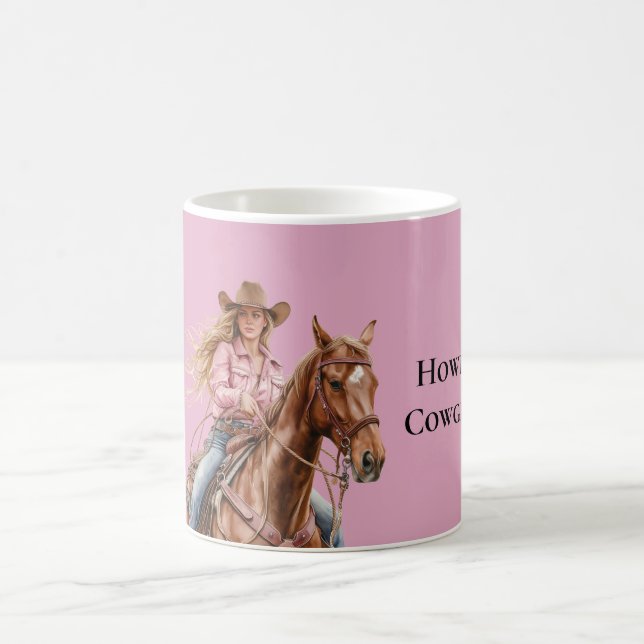 Pink Brown Cowgirl Southwestern Horse Blond Kaffeetasse (Mittel)