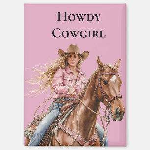 Pink Brown Cowgirl Southwestern Horse Blond Magnet