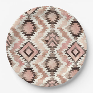 Pink Brown Cowgirl Southwestern Tribal Geburtstag Pappteller
