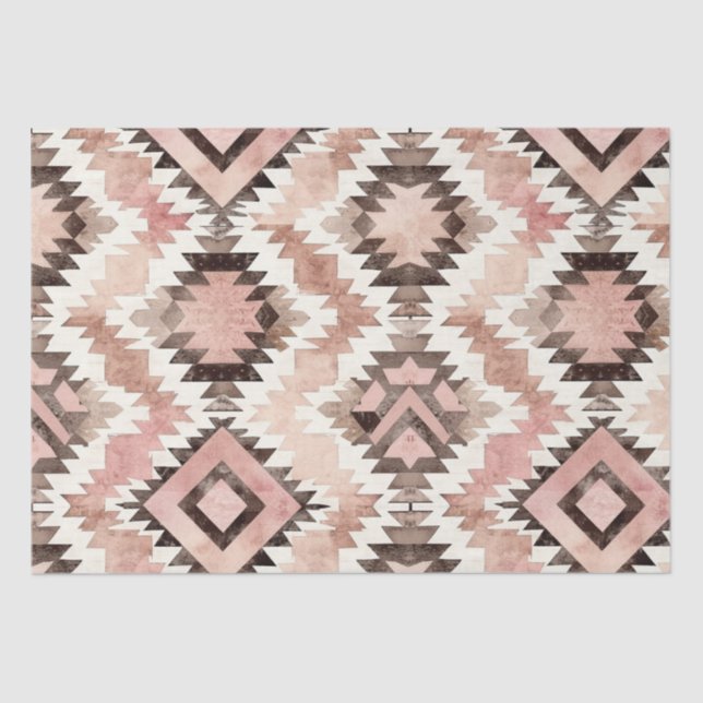 Pink Brown Cowgirl Southwestern Tribal Geburtstag Seidenpapier (Vorderseite)