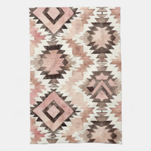 Pink Brown Cowgirl Southwestern Tribal Geschirrtuch