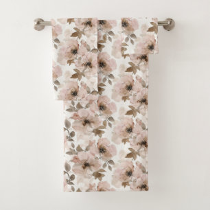 Pink Brown Cowgirl Südwest Floral Badhandtuch Set