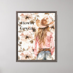 Pink Brown Cowgirl Südwest Floral Leinwanddruck