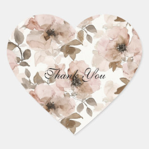 Pink Brown Cowgirl Südwestliche Blumen  Herz-Aufkleber