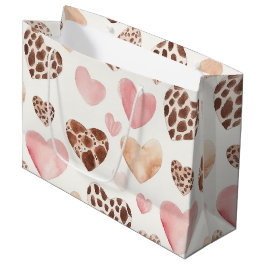 Pink Brown Cream Leopard Tierherzen Geburtstag Große Geschenktüte