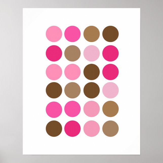 Pink & Brown Dots Modernes Kunstmuster Abstrakt Poster (Vorne)