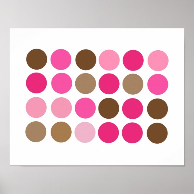 Pink & Brown Dots Modernes Muster Abstraktes Poste Poster (Vorne)