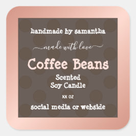 Pink Brown Dotted Pattern Produktverpackungen Etik Quadratischer Aufkleber