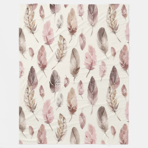 Pink Brown Feathers Geburtstag Fleecedecke