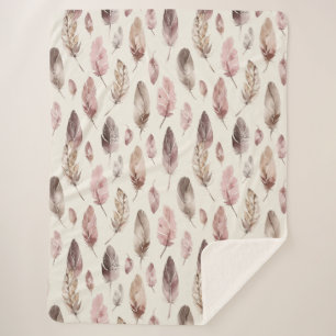 Pink Brown Feathers Sherpadecke