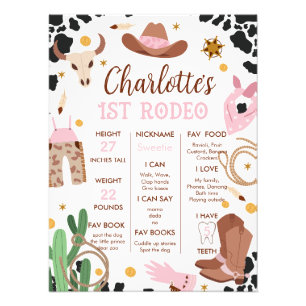 Pink Brown First Rodeo Milestone Geburtstagspopste Fotodruck