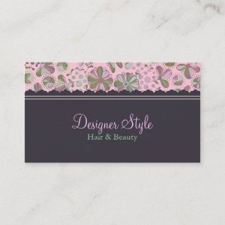 Pink & Brown Floral Business Card Visitenkarte