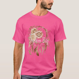 Pink Brown Floral Dream Catcher T-Shirt