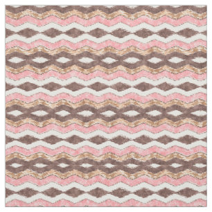 Pink Brown Ikat Zigzag Mosaikmuster Stoff
