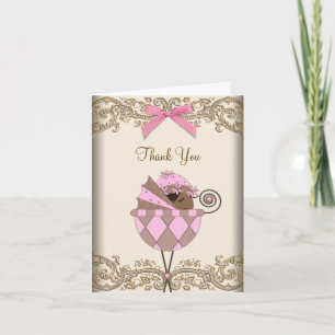 Pink Brown Lace Baby Dusche Danke, Cards Dankeskarte